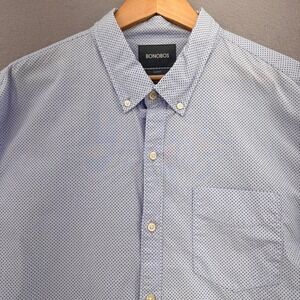 BONOBOS Slim Fit Light Blue Micro Dot Button Down Long Sleeve Shirt XXL Preppy